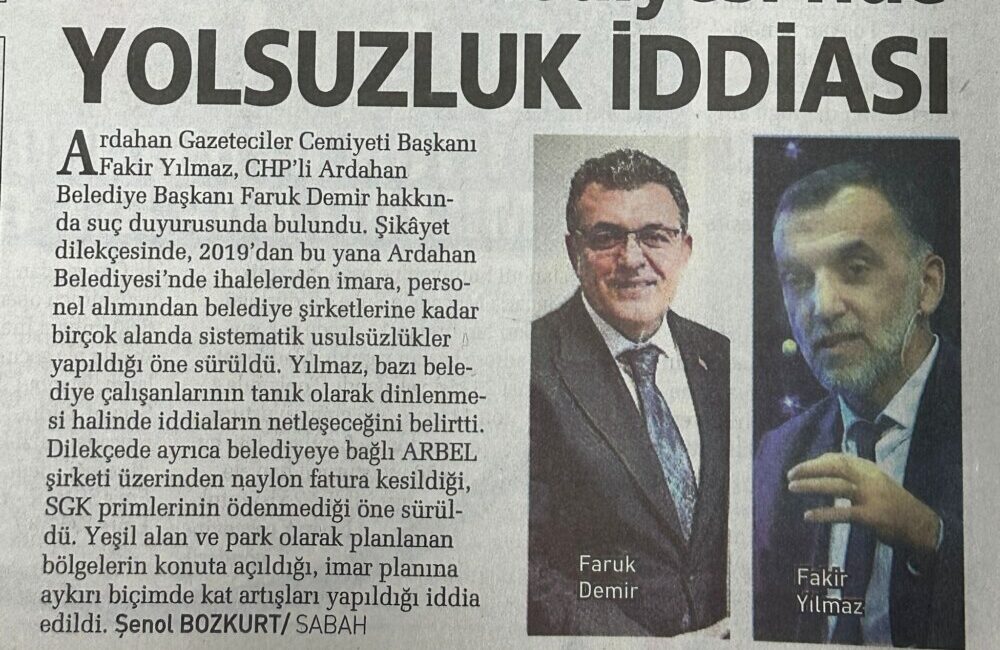 GAZETECİNİN YORUMU, ŞİKÂYETİ ULUSAL GAZETELERİN 1. SAYFASINDA YER ALDI..