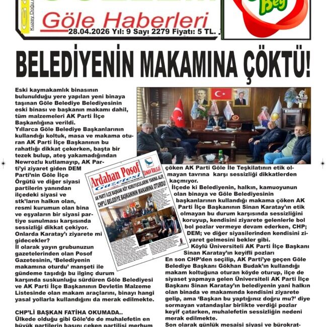 SAYIN VEKİL; KTB, KAPIYA GİTMEDİN, O ZAMAN AK PARTİ GÖLE İLÇE BAŞKANIN ÇÖKTÜĞÜ BELEDİYENİN, KAMUNUN OLAN BİNAYA GİT VE DE Kİ; ‘SEN NASIL BURAYA ÇÖKERİSİN?!.
