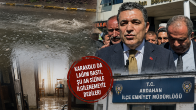 Ardahan’da etkili olan sağanak yağış,