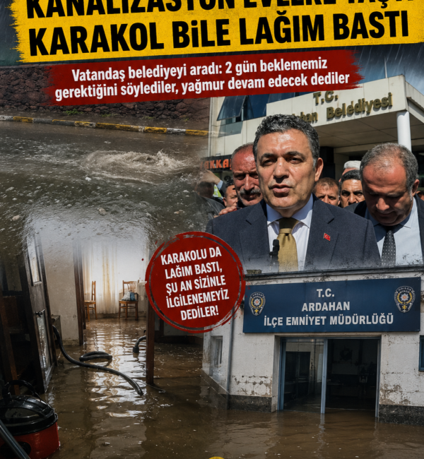 Ardahan’da etkili olan sağanak yağış,