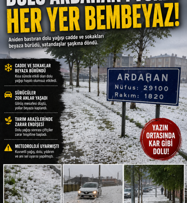Ardahan’da etkili olan dolu yağışı